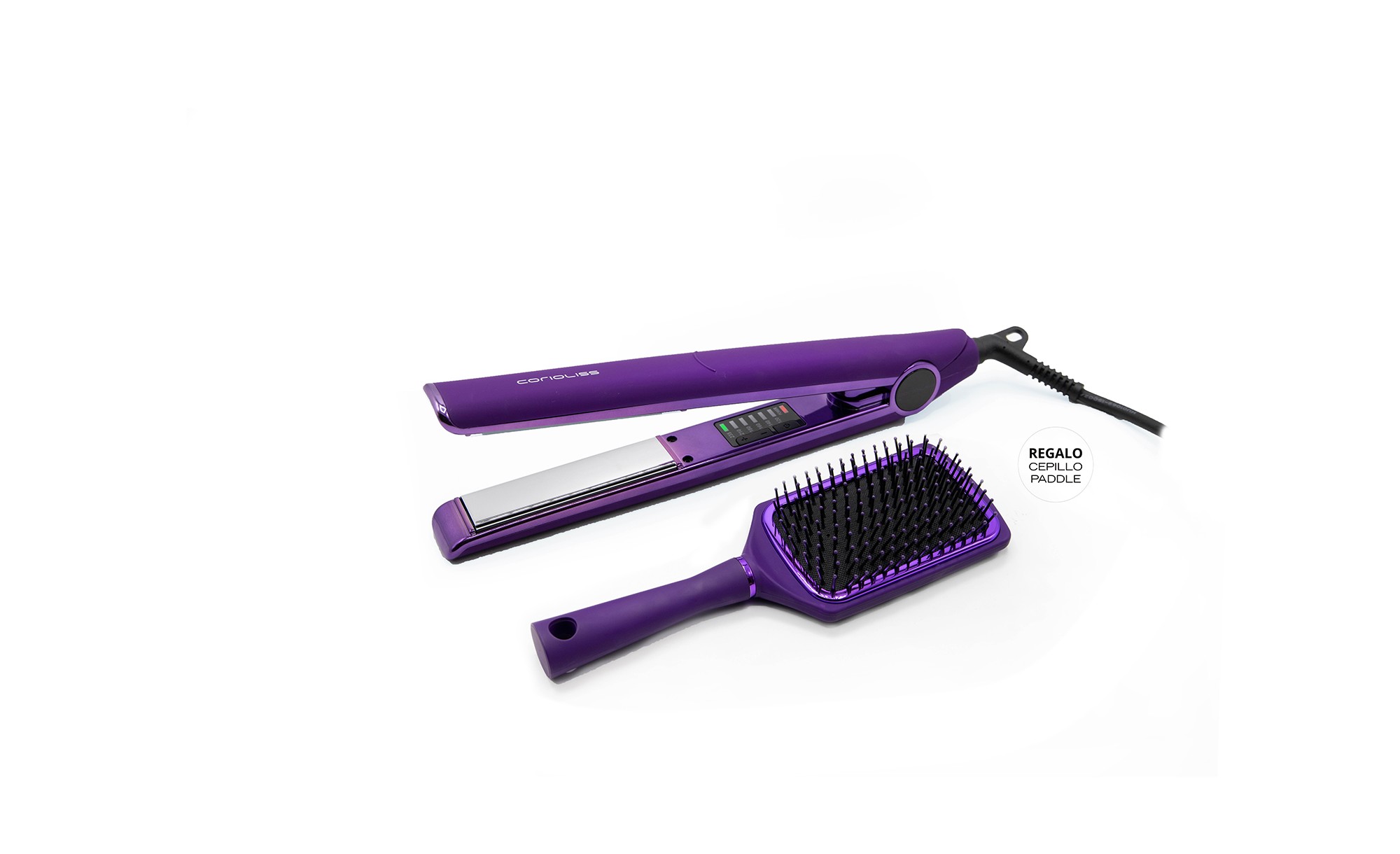 CORIOLISS SET PLANCHA C1 PURPLE + CEPILLO