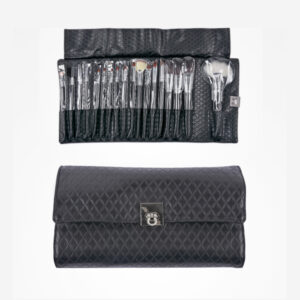 SET ESTUCHE 18 PINCELES DE PIEL CLEISSY NEGRO